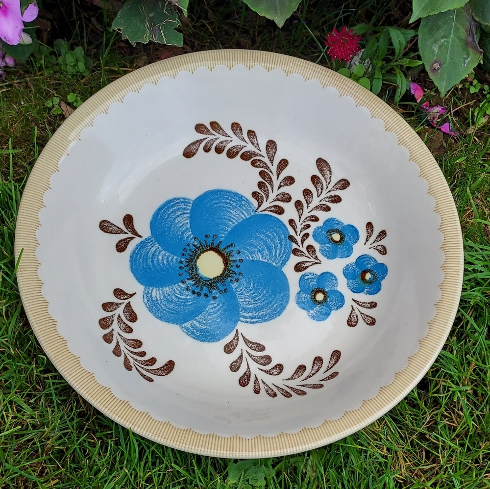 Vintage Royal China By Jeanette Super Pretty Blue Flower Pasta Bowl